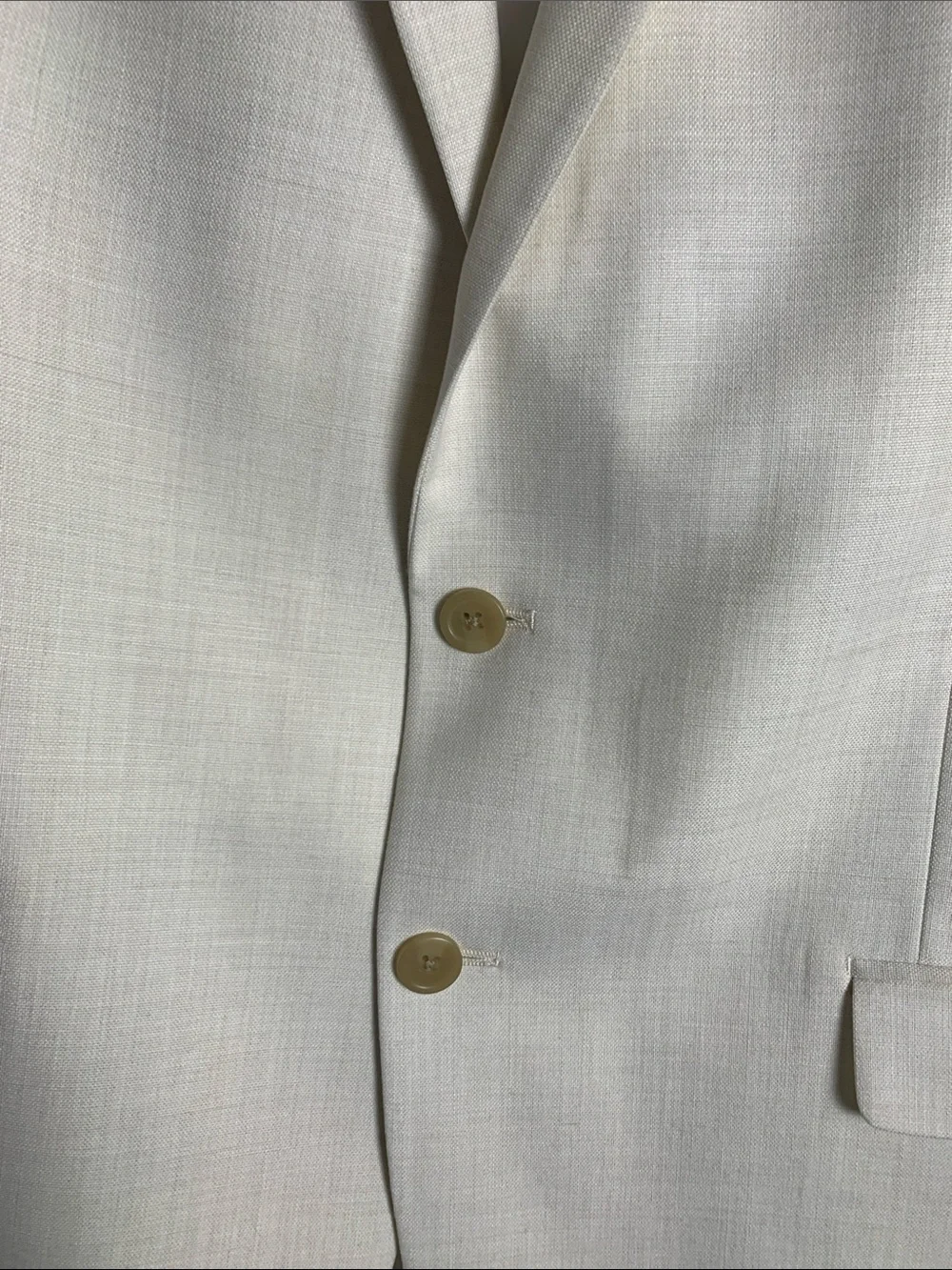 Chaps Cream Two-Button Notch Lapel Blazer